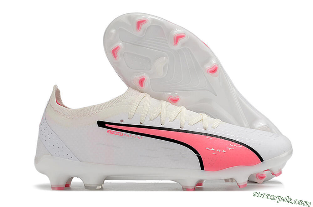 Puma Ultra Ultimate FG Low-Tops Football Boots - White/Pink/Black 1