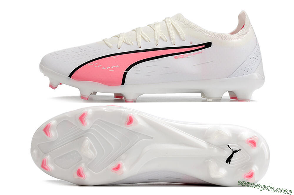 Puma Ultra Ultimate FG Low-Tops Football Boots - White/Pink/Black 0