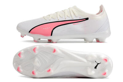 Puma Ultra Ultimate FG Low-Tops Football Boots - White/Pink/Black