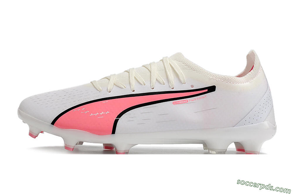 Puma Ultra Ultimate FG Low-Tops Football Boots - White/Pink/Black 2