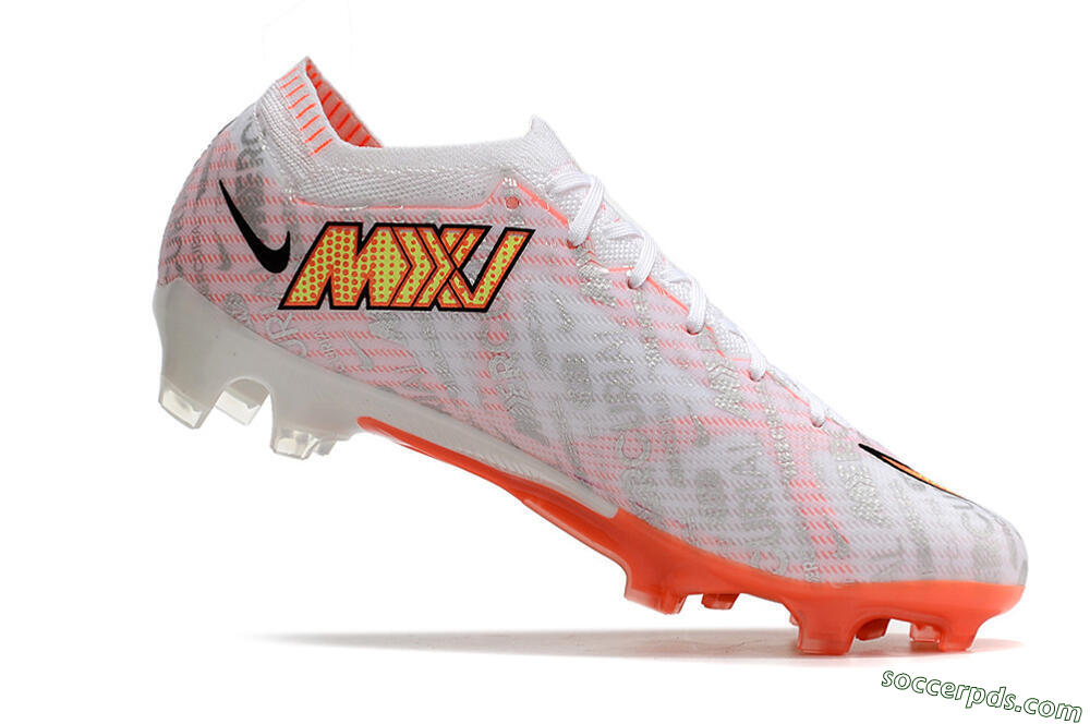 Nike Air Zoom Mercurial Vapor 15 Elite FG Low-Tops Football Boots - White/Orange/Sliver 4