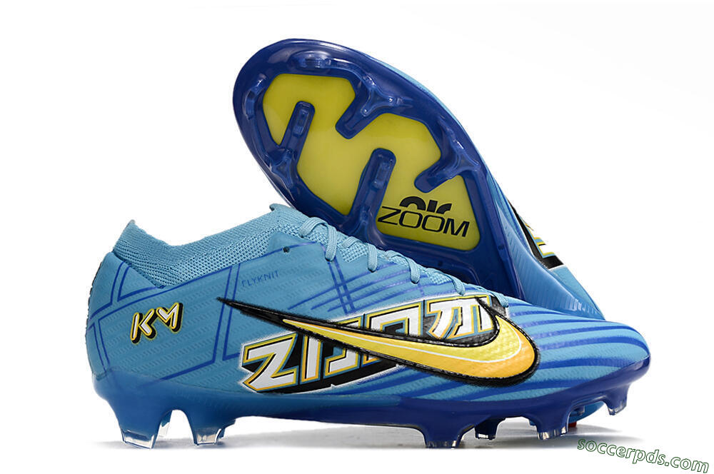 Kylian Mbappe x Nike Air Zoom Mercurial Vapor 15 Elite FG Low-Tops Football Boots - Blue/Yellow/Black 1