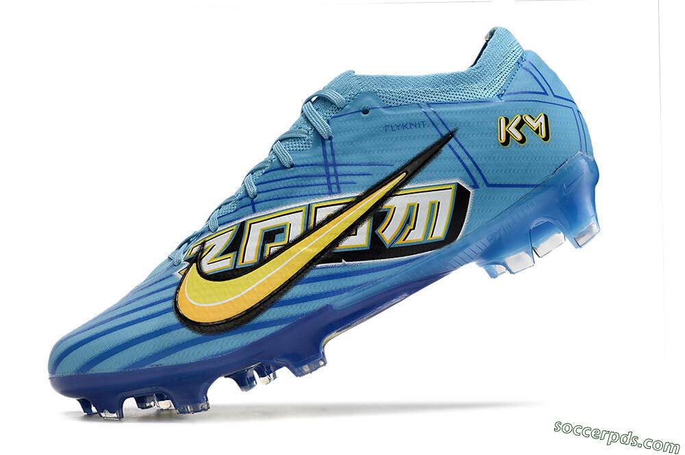 Kylian Mbappe x Nike Air Zoom Mercurial Vapor 15 Elite FG Low-Tops Football Boots - Blue/Yellow/Black 5
