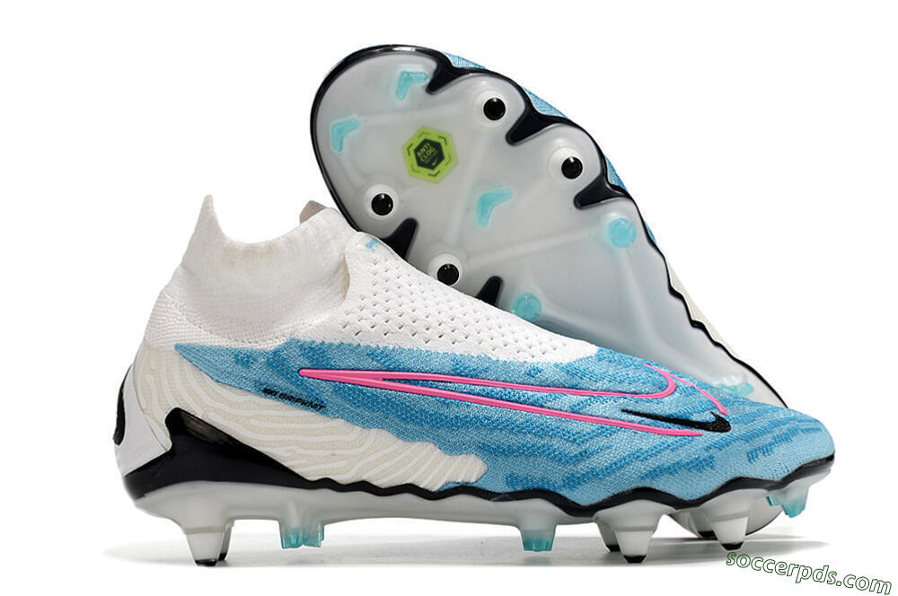 Nike Phantom GX Elite DF SG Low-Tops Football Boots - White/Blue/Pink 1