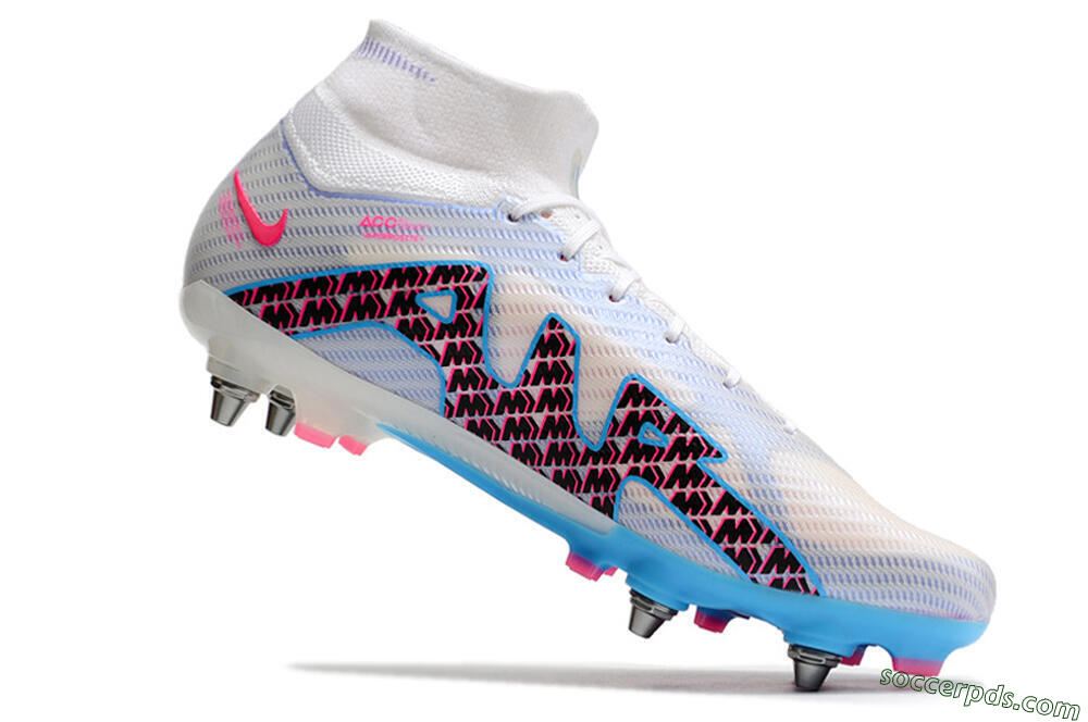 Nike Air Zoom Mercurial Superfly 9 Elite FG High-Tops Football Boots - White/Grey/Blue 6