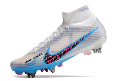 Nike Air Zoom Mercurial Superfly 9 Elite FG High-Tops Football Boots - White/Grey/Blue