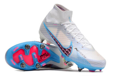 Nike Air Zoom Mercurial Superfly 9 Elite FG High-Tops Football Boots - White/Grey/Blue