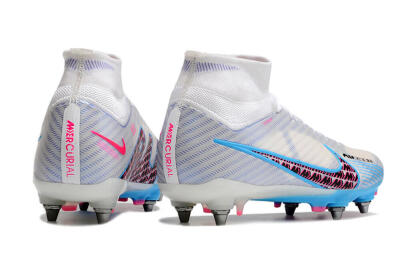 Nike Air Zoom Mercurial Superfly 9 Elite FG High-Tops Football Boots - White/Grey/Blue