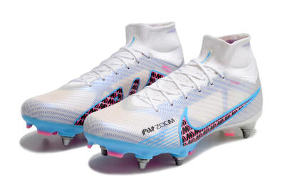 Nike Air Zoom Mercurial Superfly 9 Elite FG High-Tops Football Boots - White/Grey/Blue