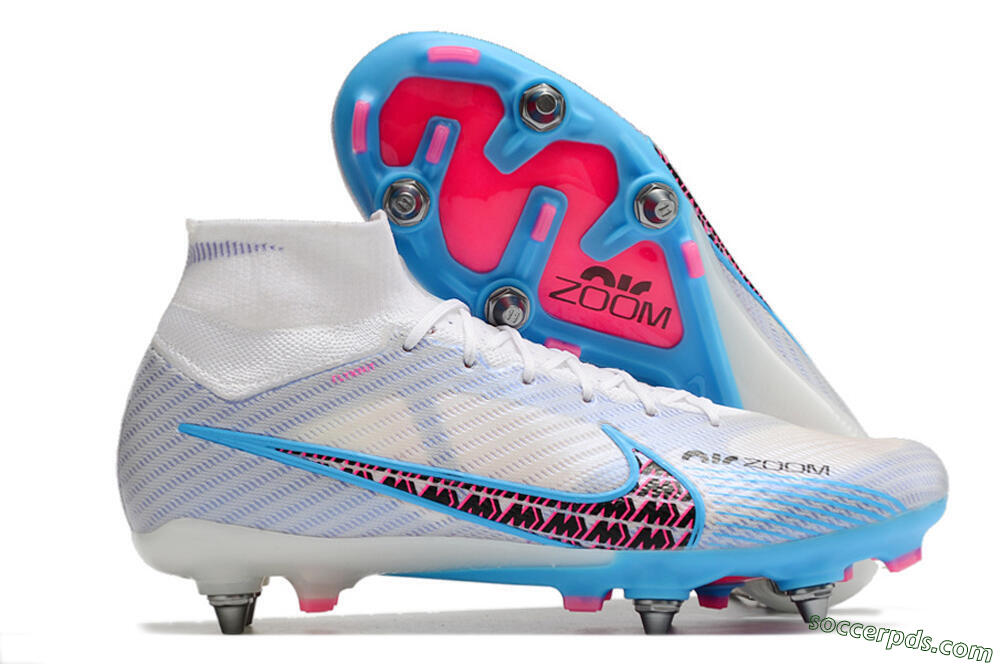 Nike Air Zoom Mercurial Superfly 9 Elite FG High-Tops Football Boots - White/Grey/Blue 1