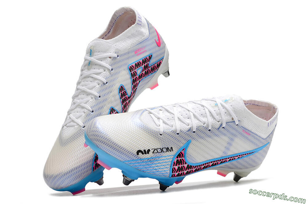 Nike Air Zoom Mercurial Vapor 15 Elite FG Low-Tops Football Boots - White/Grey/Blue 5