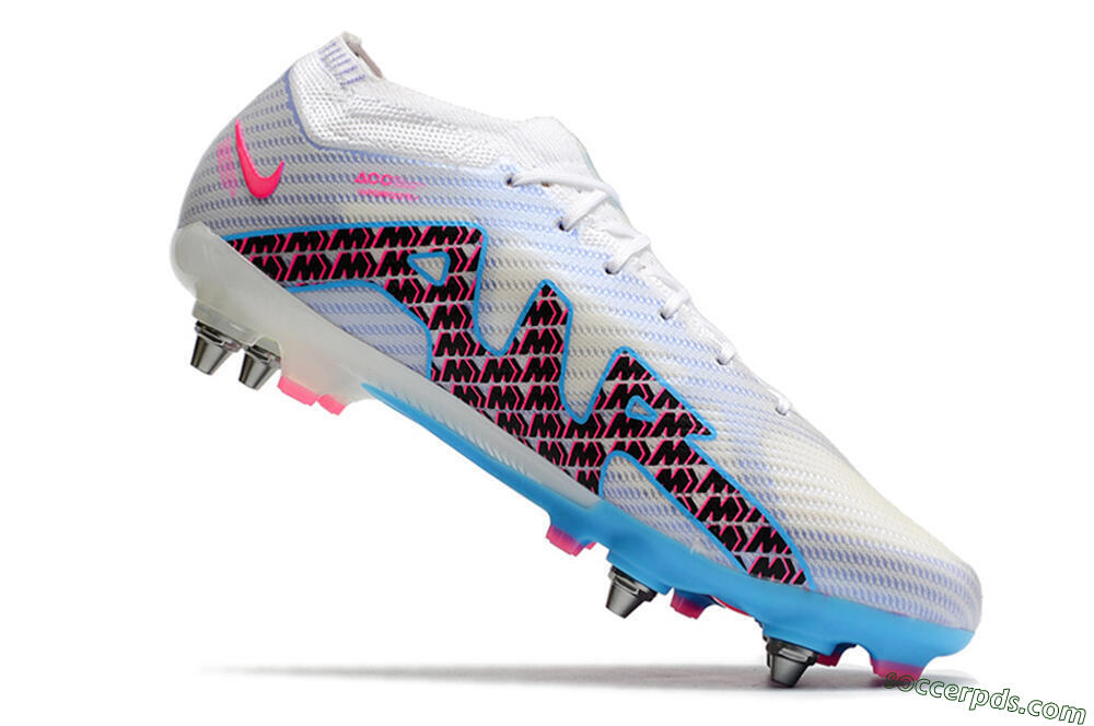 Nike Air Zoom Mercurial Vapor 15 Elite FG Low-Tops Football Boots - White/Grey/Blue 6
