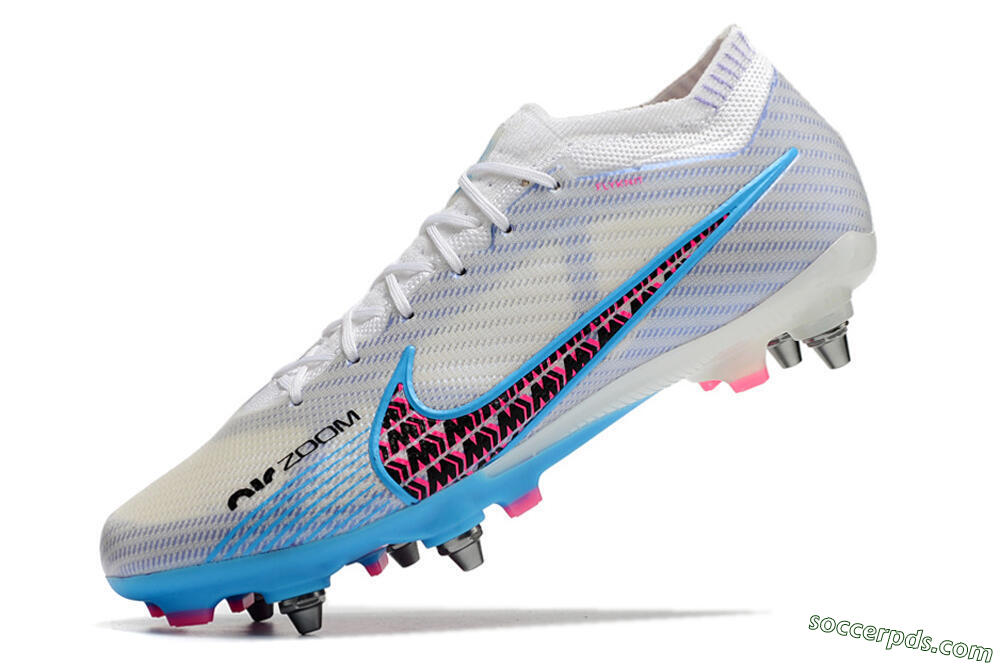 Nike Air Zoom Mercurial Vapor 15 Elite FG Low-Tops Football Boots - White/Grey/Blue 7