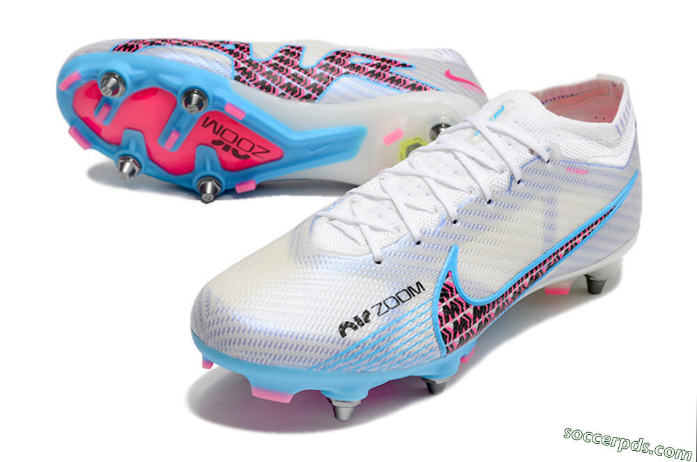 Nike Air Zoom Mercurial Vapor 15 Elite FG Low-Tops Football Boots - White/Grey/Blue 3