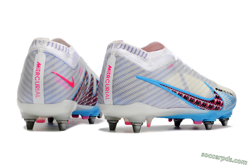 Nike Air Zoom Mercurial Vapor 15 Elite FG Low-Tops Football Boots - White/Grey/Blue 8