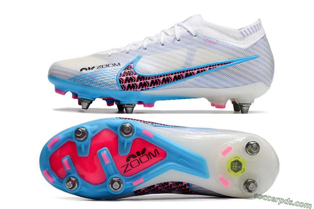 Nike Air Zoom Mercurial Vapor 15 Elite FG Low-Tops Football Boots - White/Grey/Blue 0