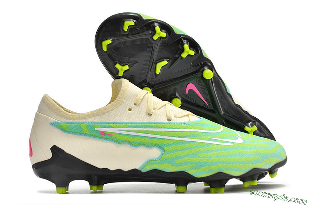 Nike React Phantom GX Academy FG Low-Tops Football Boots - Green/Beige/Black 1