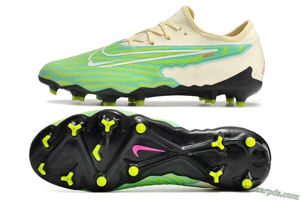 Nike React Phantom GX Academy FG Low-Tops Football Boots - Green/Beige/Black 0