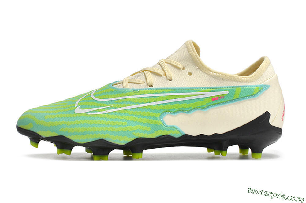 Nike React Phantom GX Academy FG Low-Tops Football Boots - Green/Beige/Black 2
