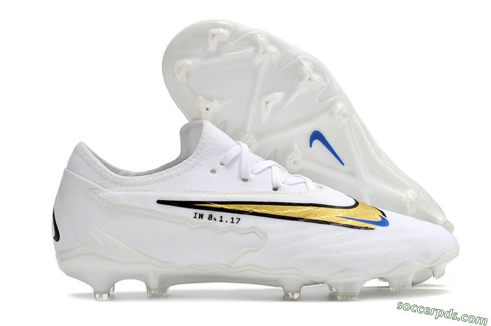 Nike React Phantom GX Academy FG Low-Tops Football Boots - White/Gold/Blue 1