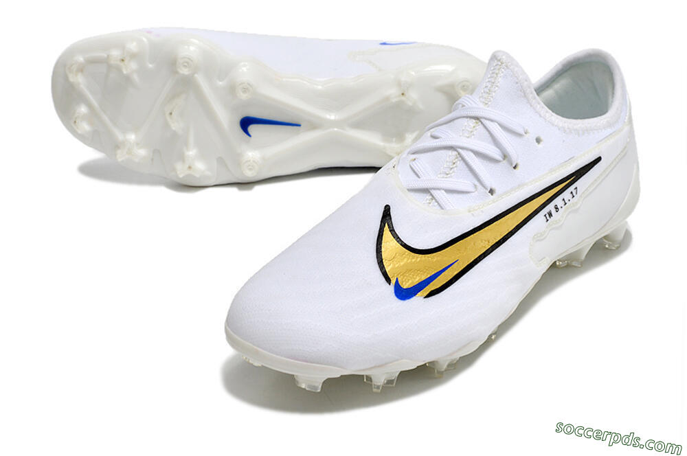 Nike React Phantom GX Academy FG Low-Tops Football Boots - White/Gold/Blue 3