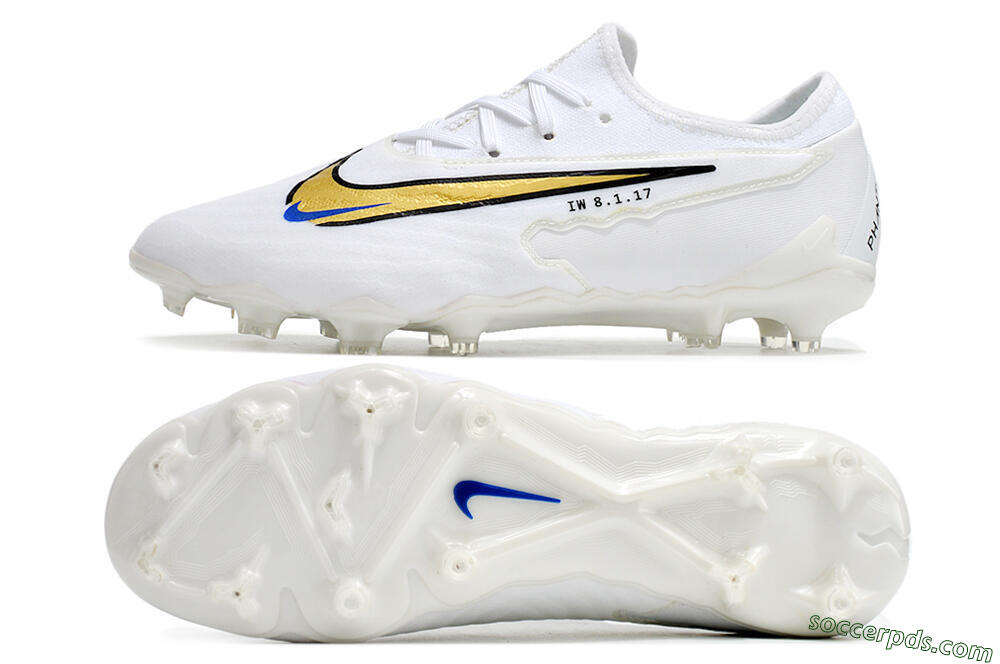 Nike React Phantom GX Academy FG Low-Tops Football Boots - White/Gold/Blue 0
