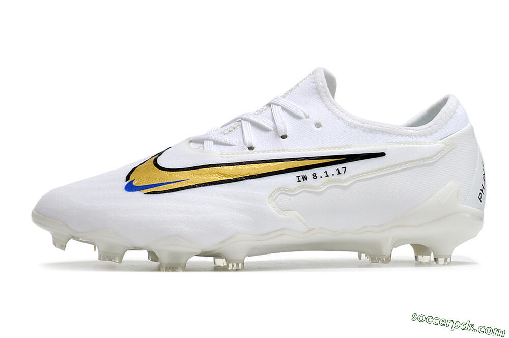 Nike React Phantom GX Academy FG Low-Tops Football Boots - White/Gold/Blue 2