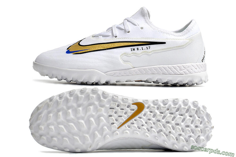 Nike React Phantom GX Pro TF Low-Tops Football Shoes - White/Gold/Black 0