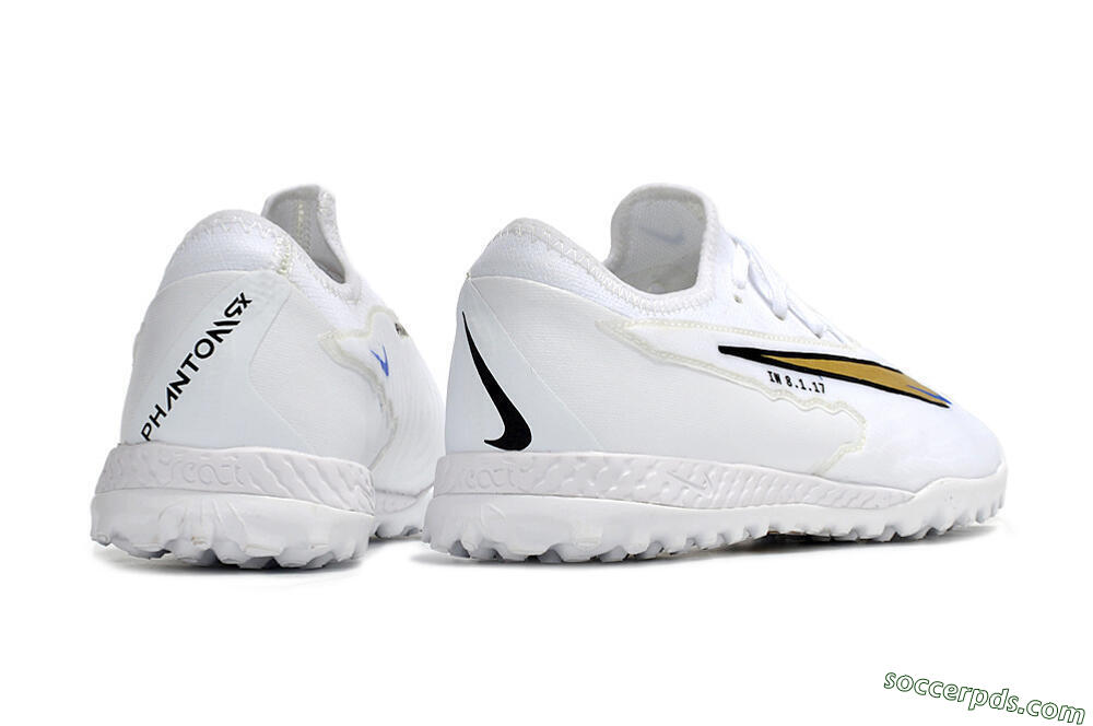 Nike React Phantom GX Pro TF Low-Tops Football Shoes - White/Gold/Black 6