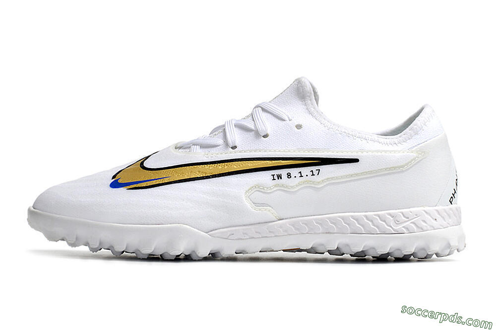 Nike React Phantom GX Pro TF Low-Tops Football Shoes - White/Gold/Black 2