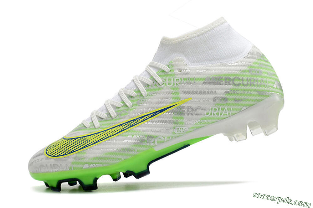 Nike Air Zoom Mercurial Superfly 9 Academy FG High-Tops Football Boots - White/Green/Yellow 5