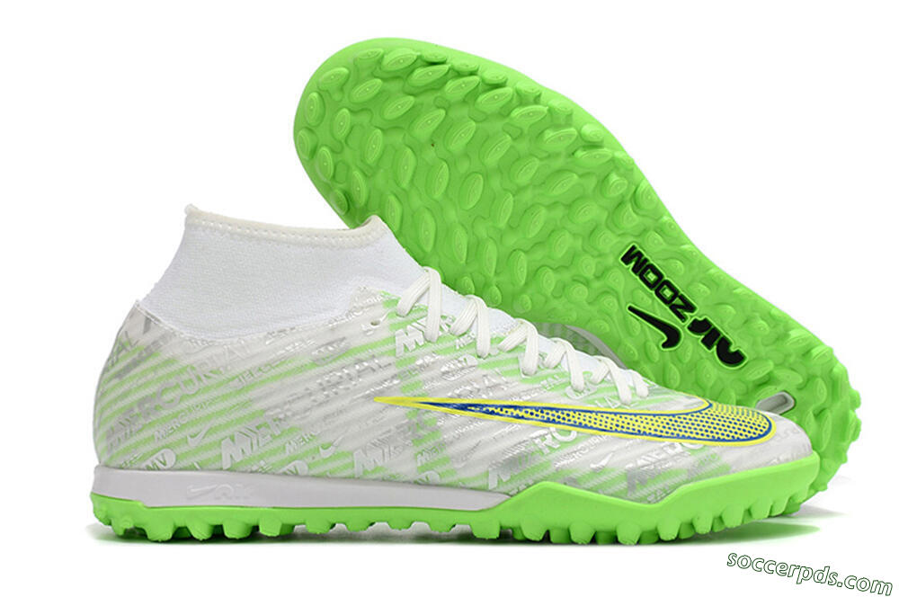 Nike Air Zoom Mercurial Superfly 9 Academy TF High-Tops Football Shoes - White/Green/Yellow 1