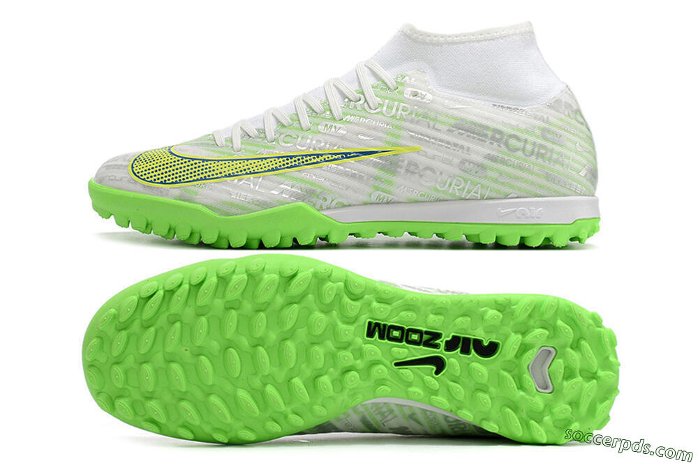 Nike Air Zoom Mercurial Superfly 9 Academy TF High-Tops Football Shoes - White/Green/Yellow 0