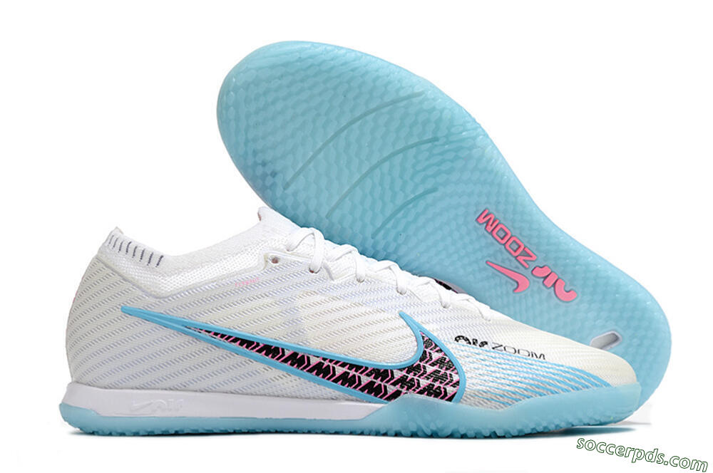 Nike Air Zoom Mercurial Vapor 15 Elite IC Low-Tops Football Shoes - White/Blue/Black/Pink 1