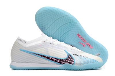 Nike Air Zoom Mercurial Vapor 15 Elite IC Low-Tops Football Shoes - White/Blue/Black/Pink