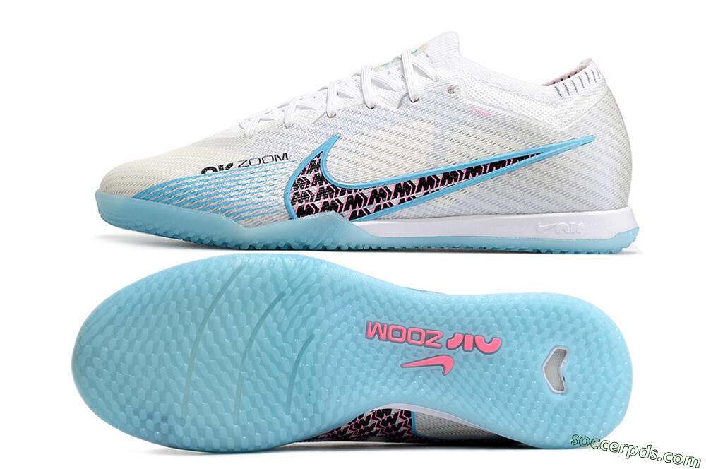 Nike Air Zoom Mercurial Vapor 15 Elite IC Low-Tops Football Shoes - White/Blue/Black/Pink 0