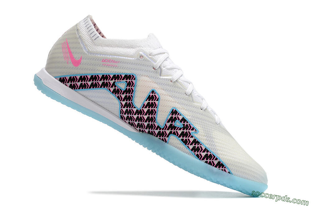 Nike Air Zoom Mercurial Vapor 15 Elite IC Low-Tops Football Shoes - White/Blue/Black/Pink 4