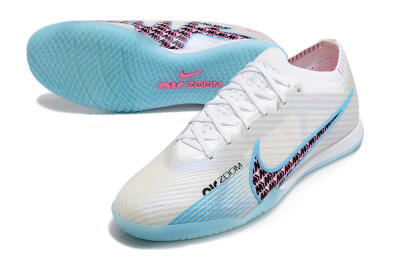 Nike Air Zoom Mercurial Vapor 15 Elite IC Low-Tops Football Shoes - White/Blue/Black/Pink