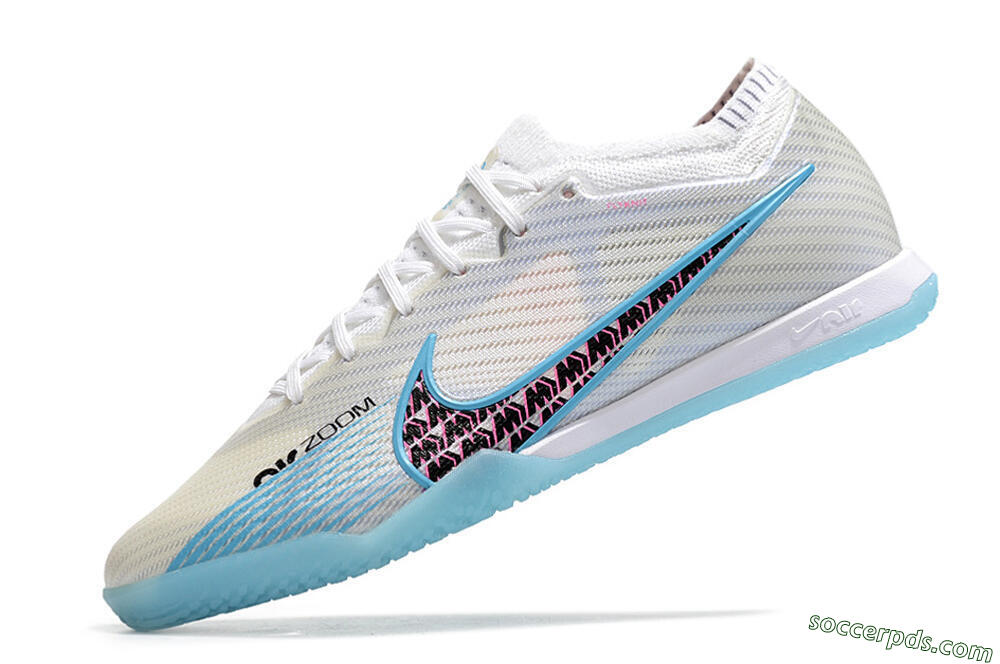 Nike Air Zoom Mercurial Vapor 15 Elite IC Low-Tops Football Shoes - White/Blue/Black/Pink 5