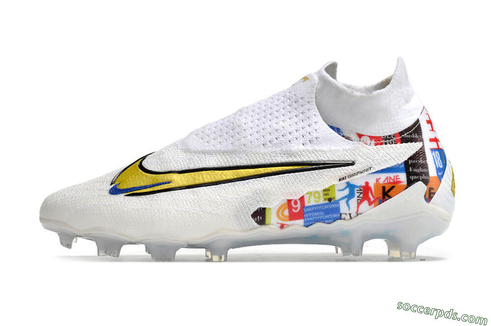 Harry Kane x Nike Phantom GX DF Elite FG Low-Tops Football Boots - White/Gold/Blue 2