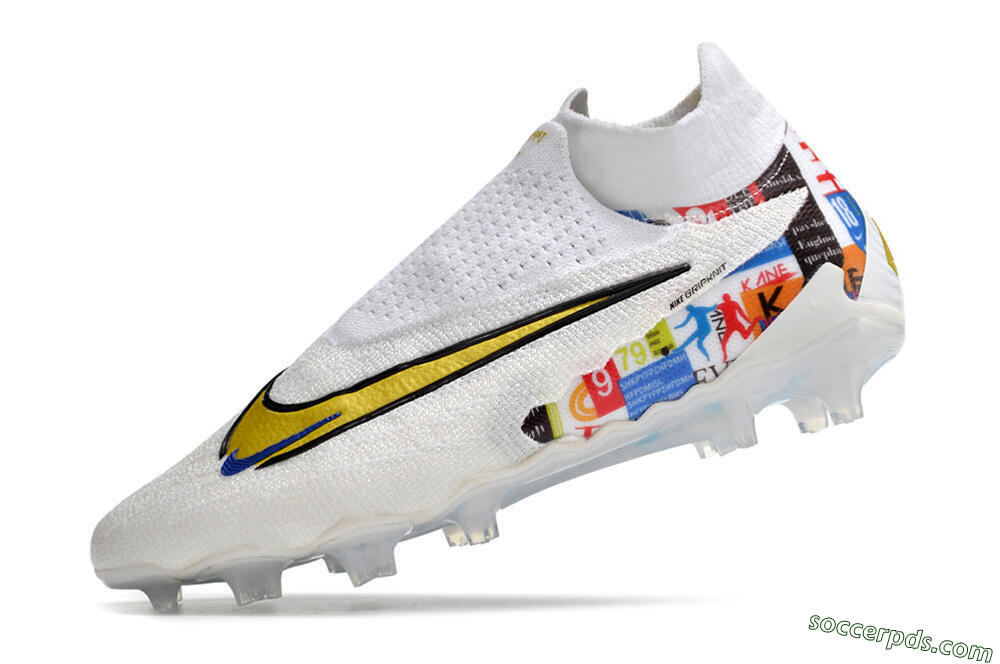 Harry Kane x Nike Phantom GX DF Elite FG Low-Tops Football Boots - White/Gold/Blue 5
