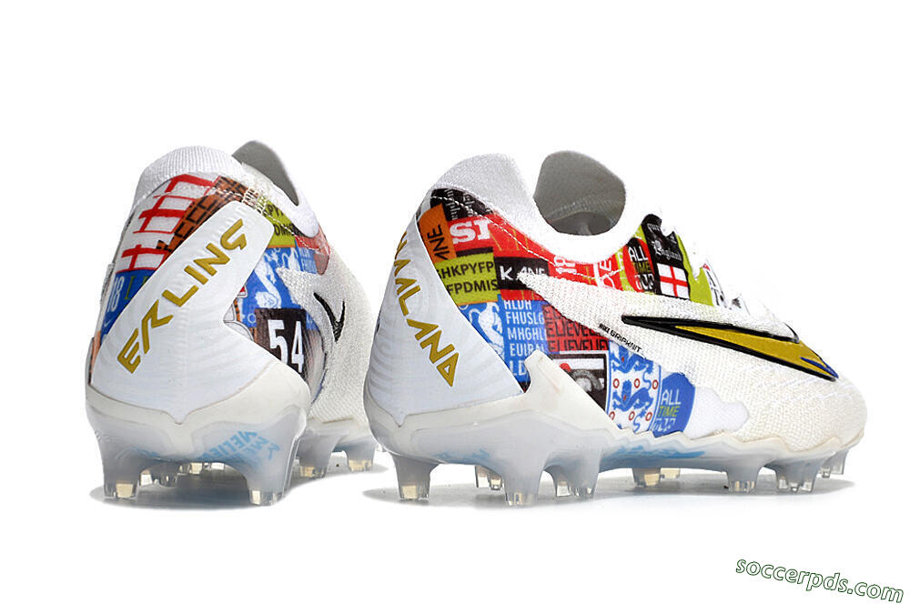 Harry Kane x Nike Phantom GX Elite FG Low-Tops Football Boots - White/Gold/Blue 6