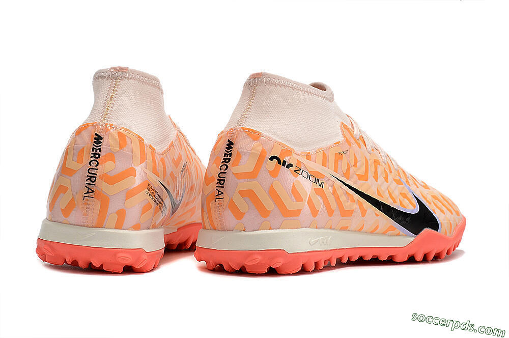 Nike Air Zoom Mercurial Superfly 9 Elite TF High-Tops Football Shoes - Orange/White/Black 6