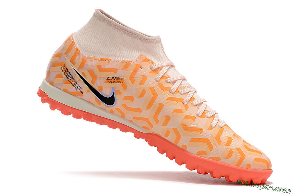 Nike Air Zoom Mercurial Superfly 9 Elite TF High-Tops Football Shoes - Orange/White/Black 4