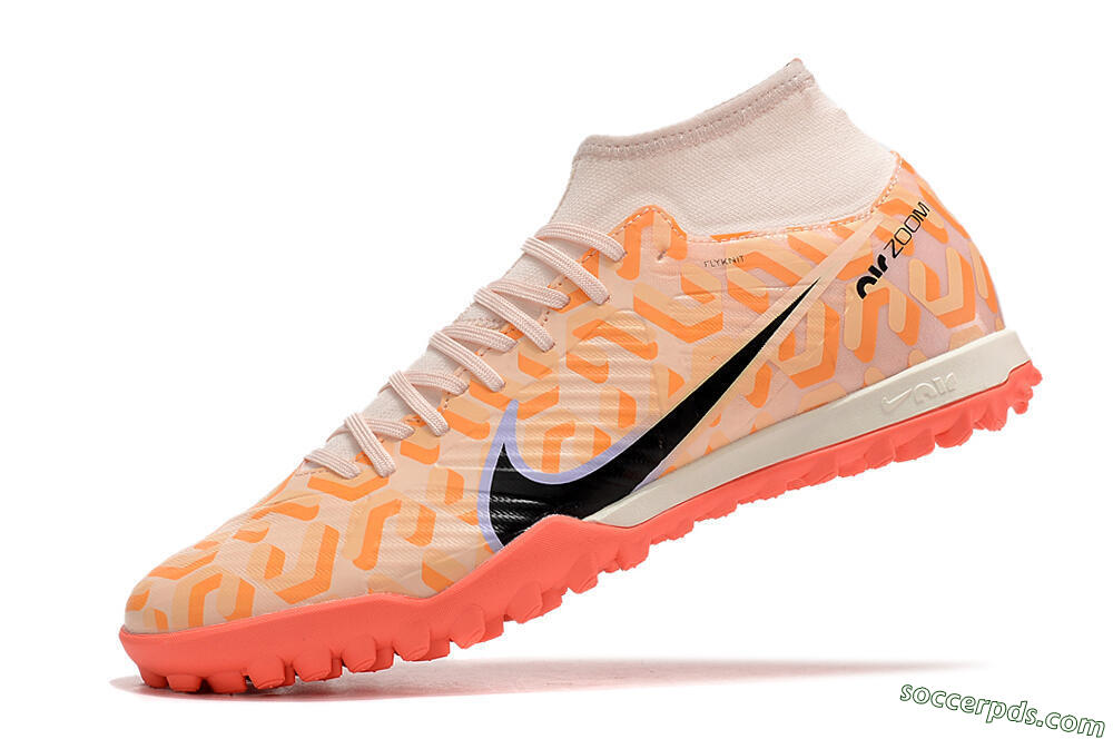 Nike Air Zoom Mercurial Superfly 9 Elite TF High-Tops Football Shoes - Orange/White/Black 5
