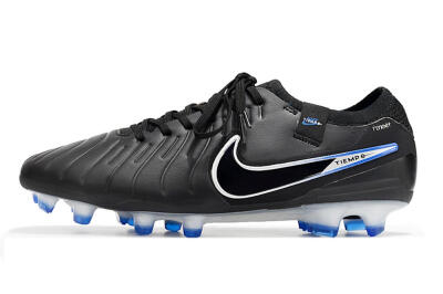 Nike Tiempo Legend 10 Elite FG Low-Tops Football Boots - Black/Blue/Sliver