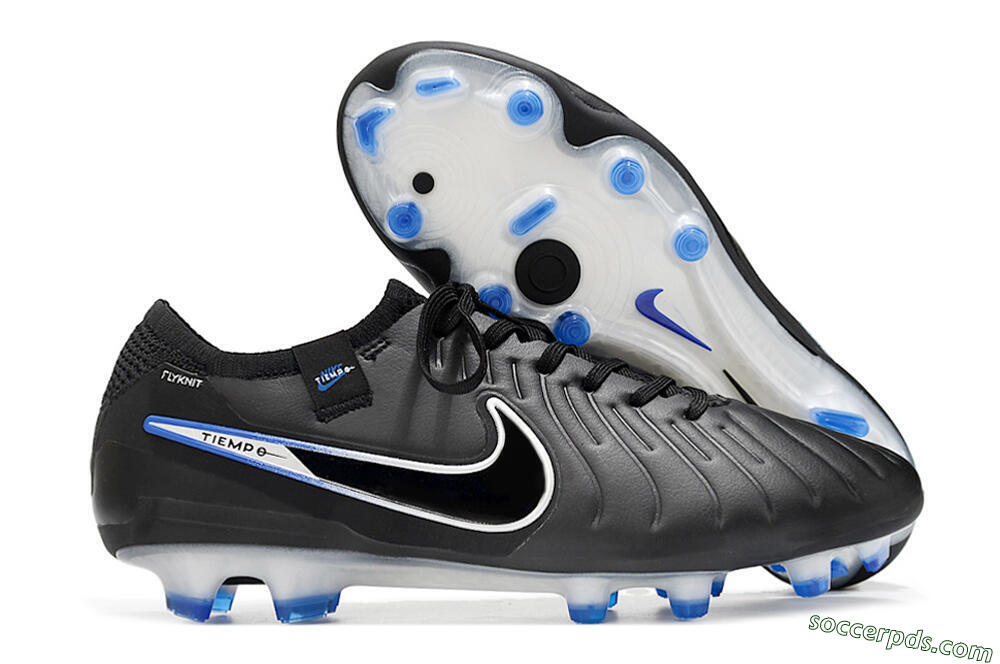 Nike Tiempo Legend 10 Elite FG Low-Tops Football Boots - Black/Blue/Sliver 1
