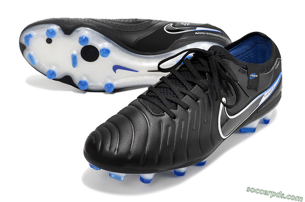 Nike Tiempo Legend 10 Elite FG Low-Tops Football Boots - Black/Blue/Sliver 3