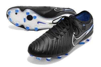 Nike Tiempo Legend 10 Elite FG Low-Tops Football Boots - Black/Blue/Sliver