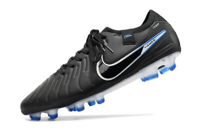 Nike Tiempo Legend 10 Elite FG Low-Tops Football Boots - Black/Blue/Sliver